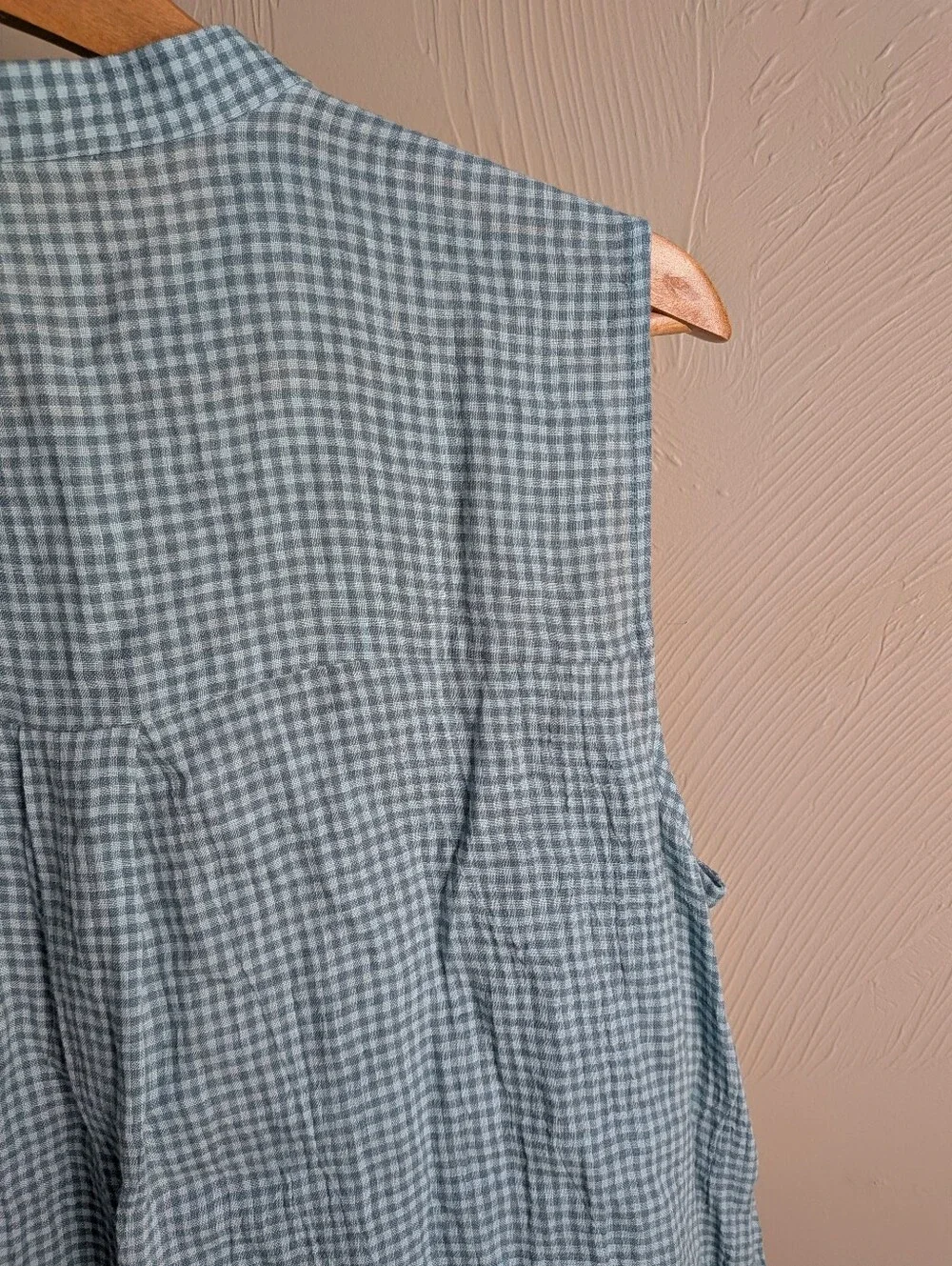 NWT Eileen Fisher Puckered Organic Linen Mandarin Collar Dress - L - Amal - Picture 8 of 12